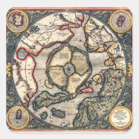flat earth map magnetic bumper stickers