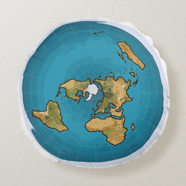Flat Earth Map Round Pillow (Front)