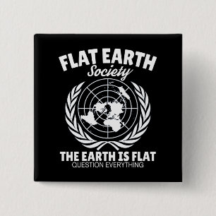 Flat Earth Society Believers Science Fiction 2 Inch Square Button