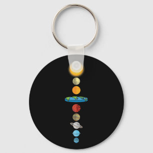 Flat Earth Society Planet Solar System Gift Keychain