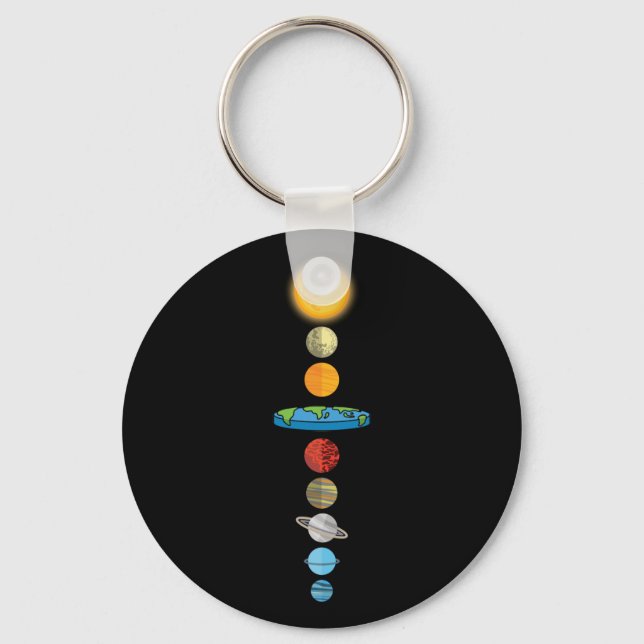 Flat Earth Society Planet Solar System Gift Keychain (Front)