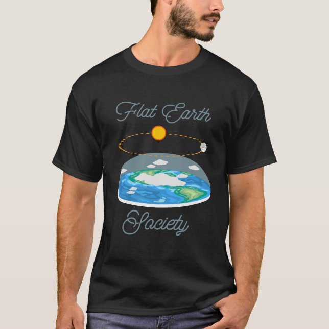 Flat Earth Sun Moon - Flat Earth Society T-Shirt (Front)