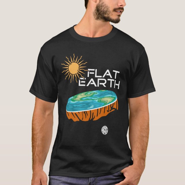 Flat Earth Sun Moon - Flat Earth T-Shirt (Front)