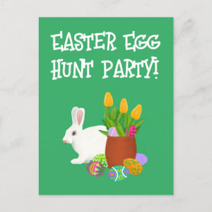 Flat Easter Egg Hunt Invitation Postcard