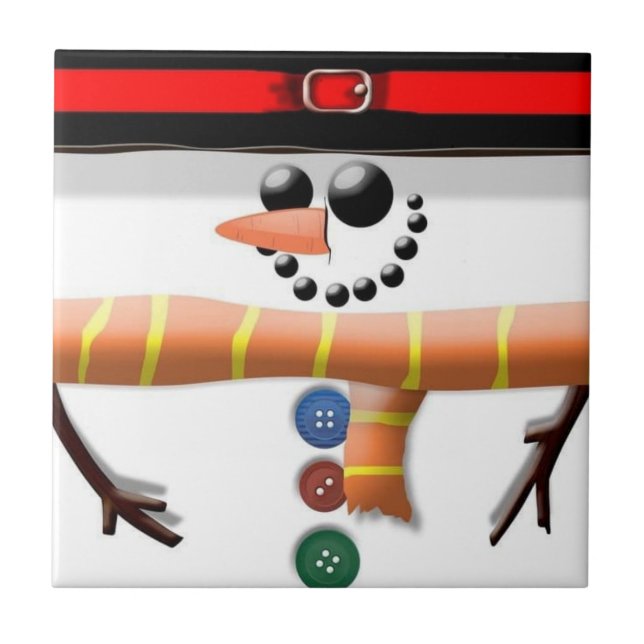 Flat-Faced Snowman Ceramic Tiles (Front)