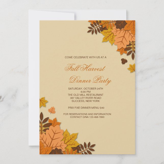 Flat Fall Leaves Invitation (Front)