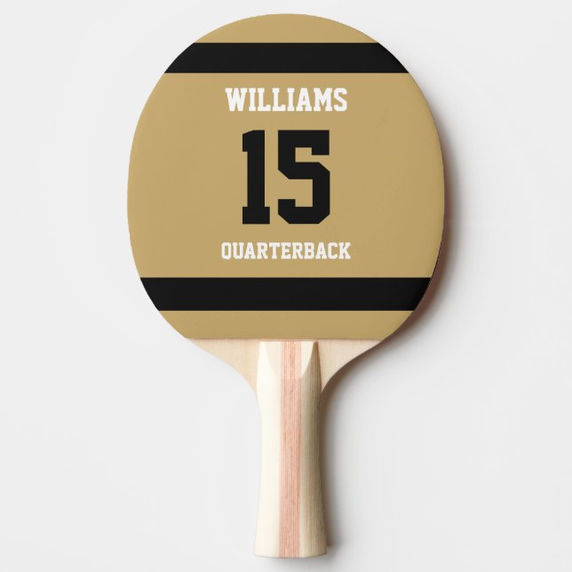 Flat Gold and Black Ping Pong Paddle (Front)