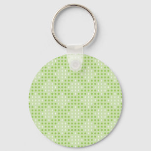 Flat Green Dots and Ovals Pattern Keychain