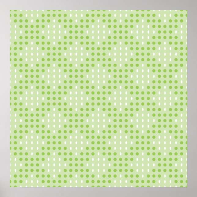 Flat Green Dots and Ovals Pattern Poster (Front)