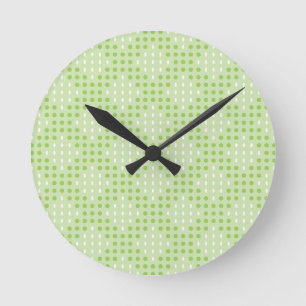 Flat Green Dots and Ovals Pattern Round Clock