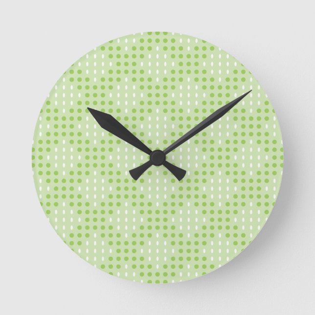 Flat Green Dots and Ovals Pattern Round Clock (Front)