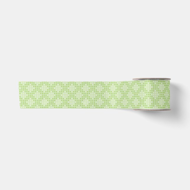 Flat Green Dots and Ovals Pattern Satin Ribbon (Front)