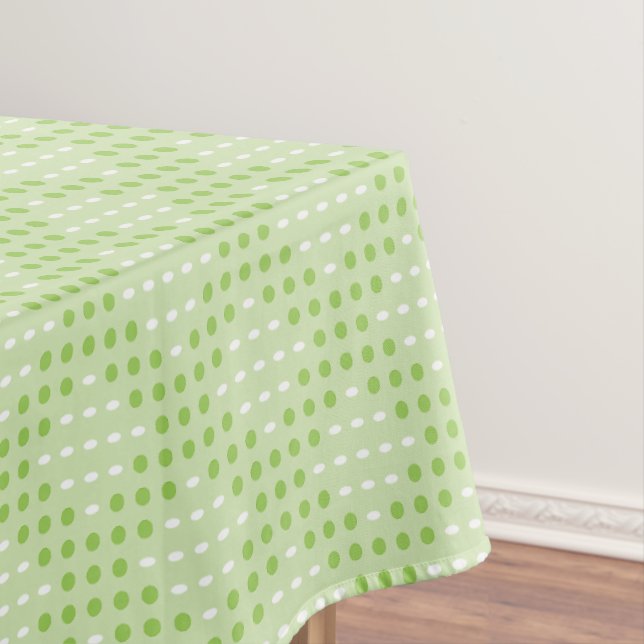 Flat Green Dots and Ovals Pattern Tablecloth (In Situ)
