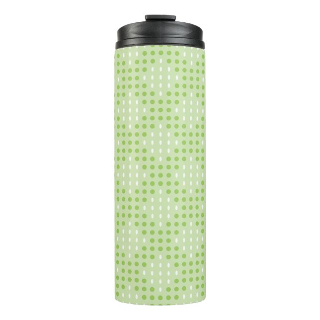 Flat Green Dots and Ovals Pattern Thermal Tumbler (Front)