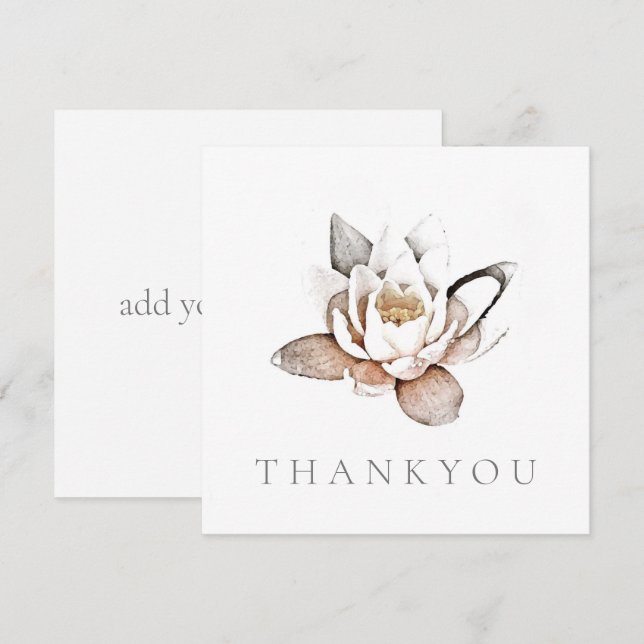 FLAT GREETING CARD : THANK YOU : WHITE LOTUS (Front/Back)