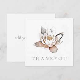 FLAT GREETING CARD : THANK YOU : WHITE LOTUS