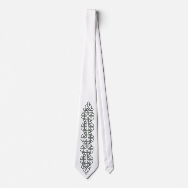 Flat Grey Celtic Knot Strip Tie (Front)