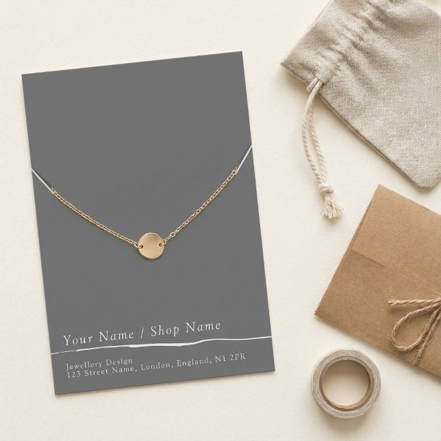 Flat grey minimal necklace/bracelet display card (Creator Uploaded)