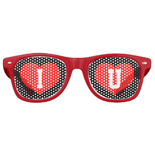 Flat Heart Icon with Monograms Retro Sunglasses