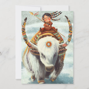 Flat Holiday Card Buffalo Riding