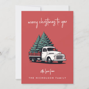 Flat Holiday Card   Christmas Tree Delivery Truck