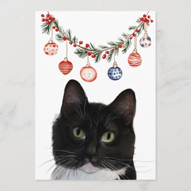 Flat Holiday Cat Card (Front)