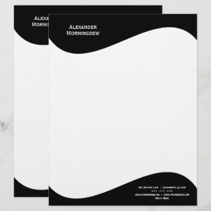 Flat Label Border - Wave black 1 Letterhead