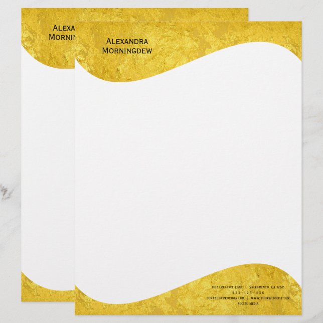 Flat Label Border - Wave gold 1 Letterhead (Front/Back)