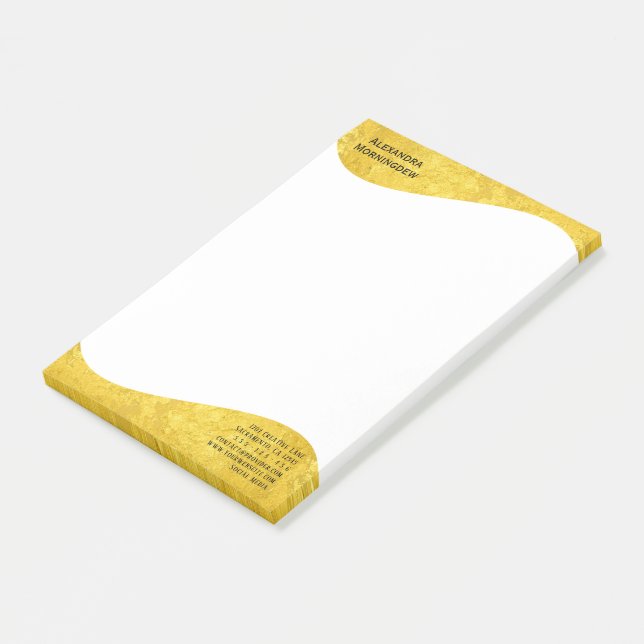 Flat Label Border - Wave gold 1 Post-it Notes (Angled)