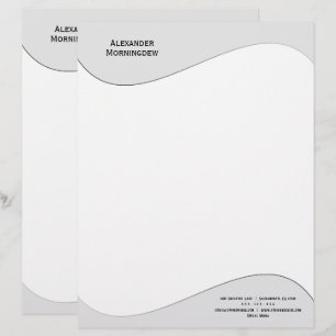 Flat Label Border - Wave grey gradient 1 Letterhead