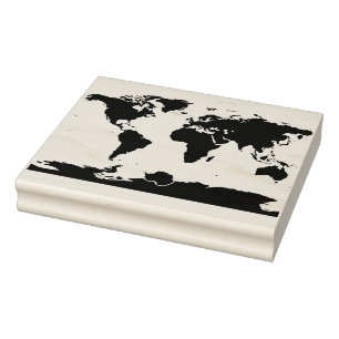 Flat Map of the Earth Rubber Stamp