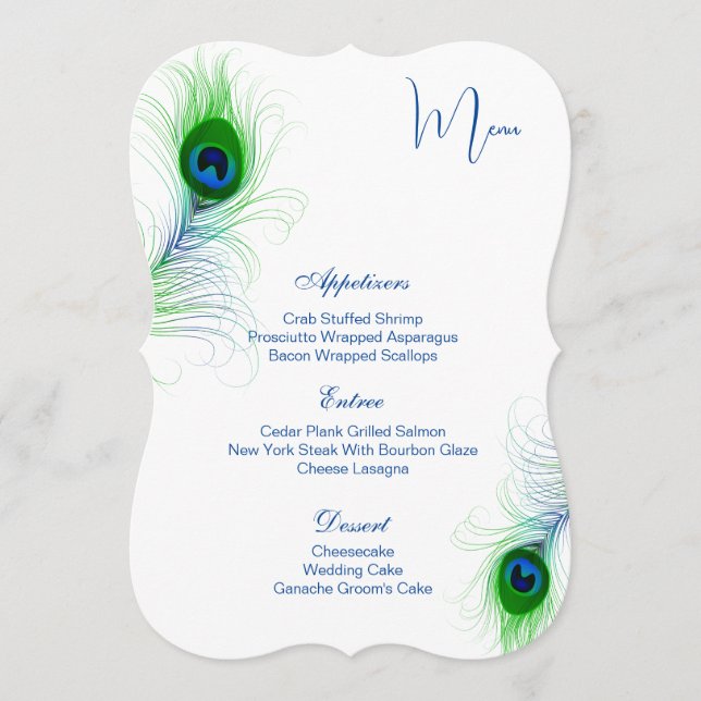 Flat Menu Card-Peacock (Front)