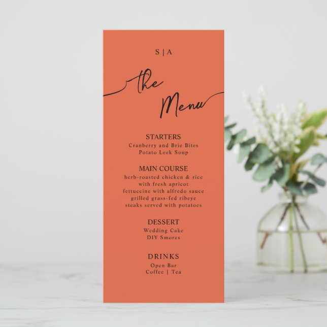 Flat Menu for Boho Wedding.  (Standing Front)