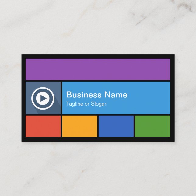 Flat Metro Style Design - Modern Colours Tiles Business Card (Front)
