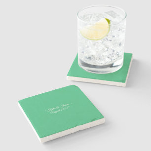 Flat Mint Green Background – Wedding Design Stone Coaster