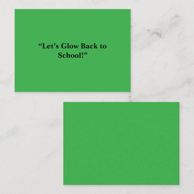 Flat Neon Green Background – School Texture Calling Card (Front/Back)