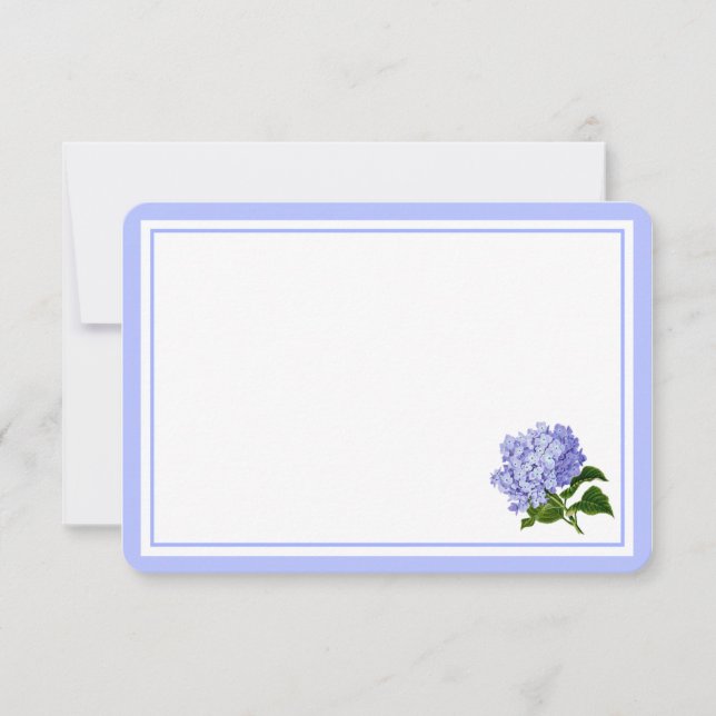 Flat Note Card-Blue Hydrangea Card (Front)