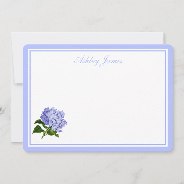 Flat Note Card-Blue Hydrangea Card (Front)