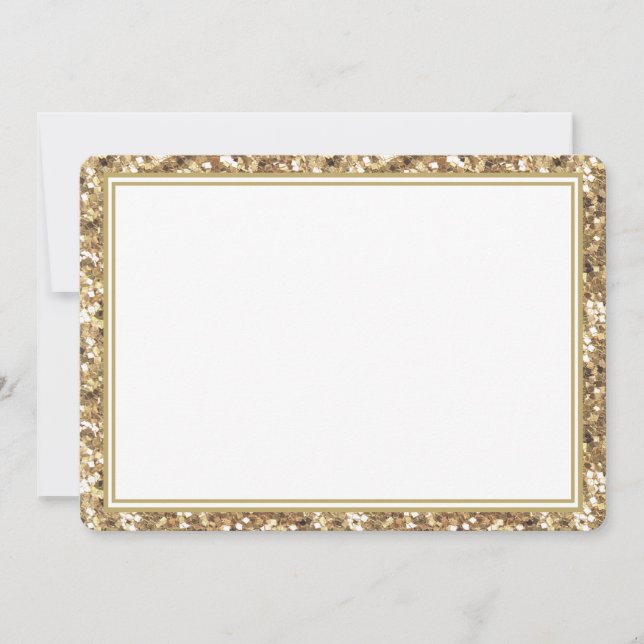 Flat Note Card-Gold Glitter Border Card (Front)