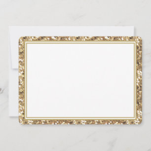 Flat Note Card-Gold Glitter Border Card