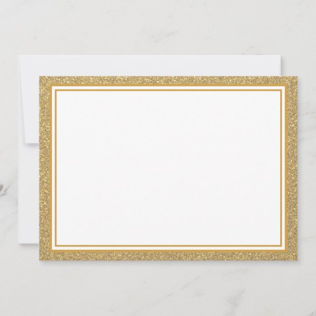 Flat Note Card-Gold Glitter Border Card (Front)