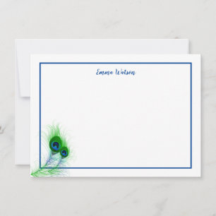 Flat Note Card-Peacock Feathers Card