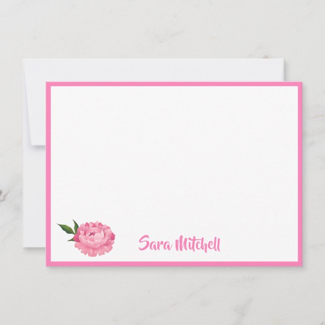 Flat Note Card-Peony Card (Front)