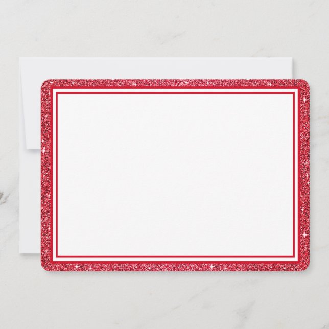 Flat Note Card-Red Glitter Border Card (Front)