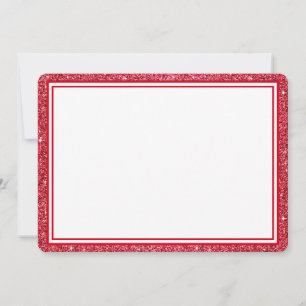 Flat Note Card-Red Glitter Border Card