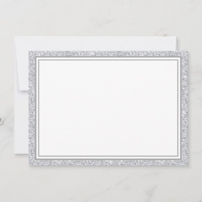 Flat Note Card-Silver Glitter Border Card (Front)