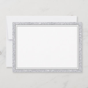 Flat Note Card-Silver Glitter Border Card