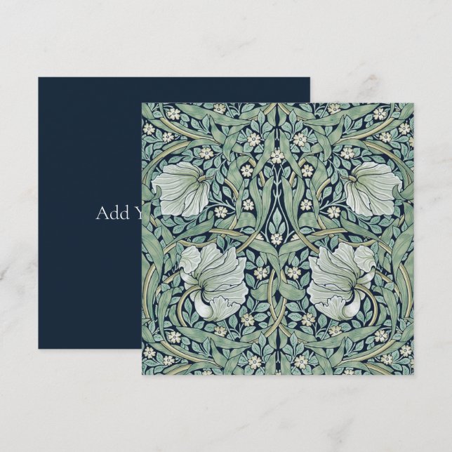 FLAT NOTE CARD : WILLIAM MORRIS : PIMPERNEL (Front/Back)