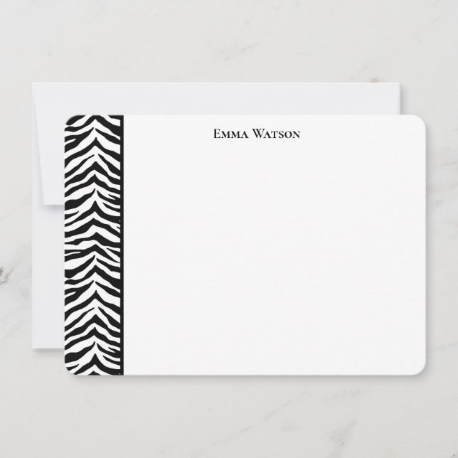 Flat Note Card-Zebra Print Card (Front)