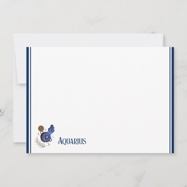 Flat Note Card-Zodiac Aquarius Card (Front)